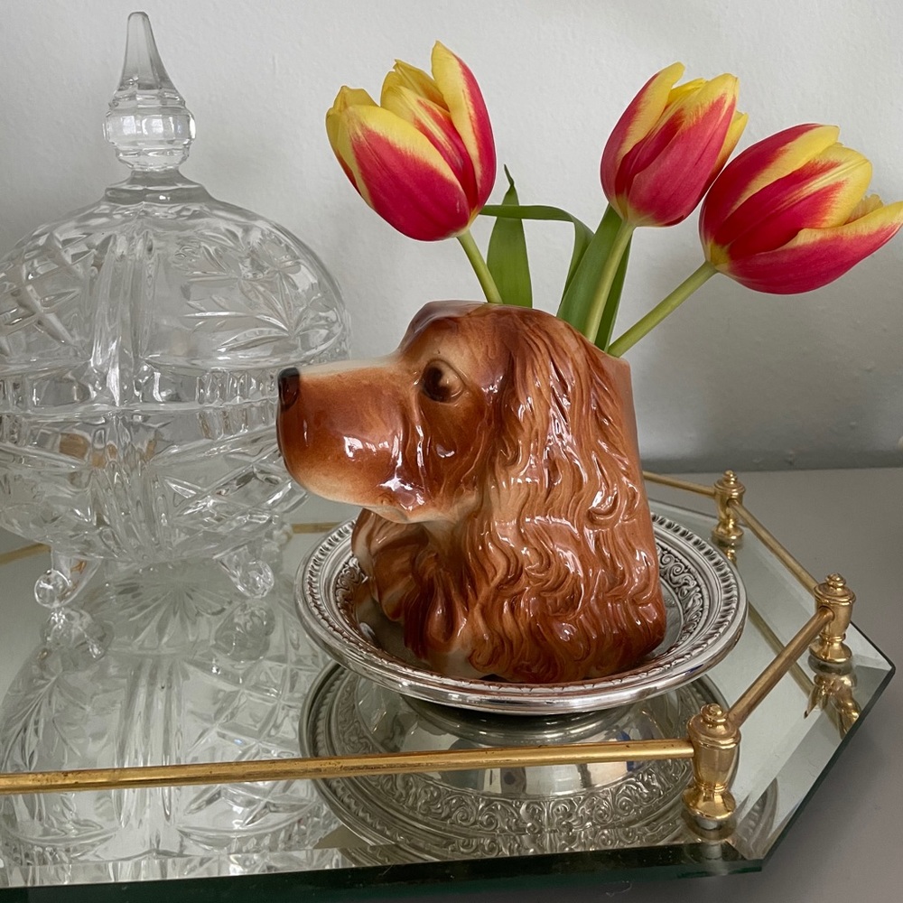 Royal Copley Spaniel Dog Vase/Wall Planter